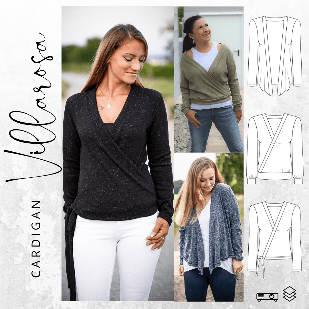 Schnittmuster Cardigan-Pullover VILLAROSA Gr. 32-56 : - Sewando