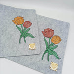 Stickdatei Set 6 Blumen - Mohnblume, Sonnenblume, Tulpe, Margerite & Rose - Sewando