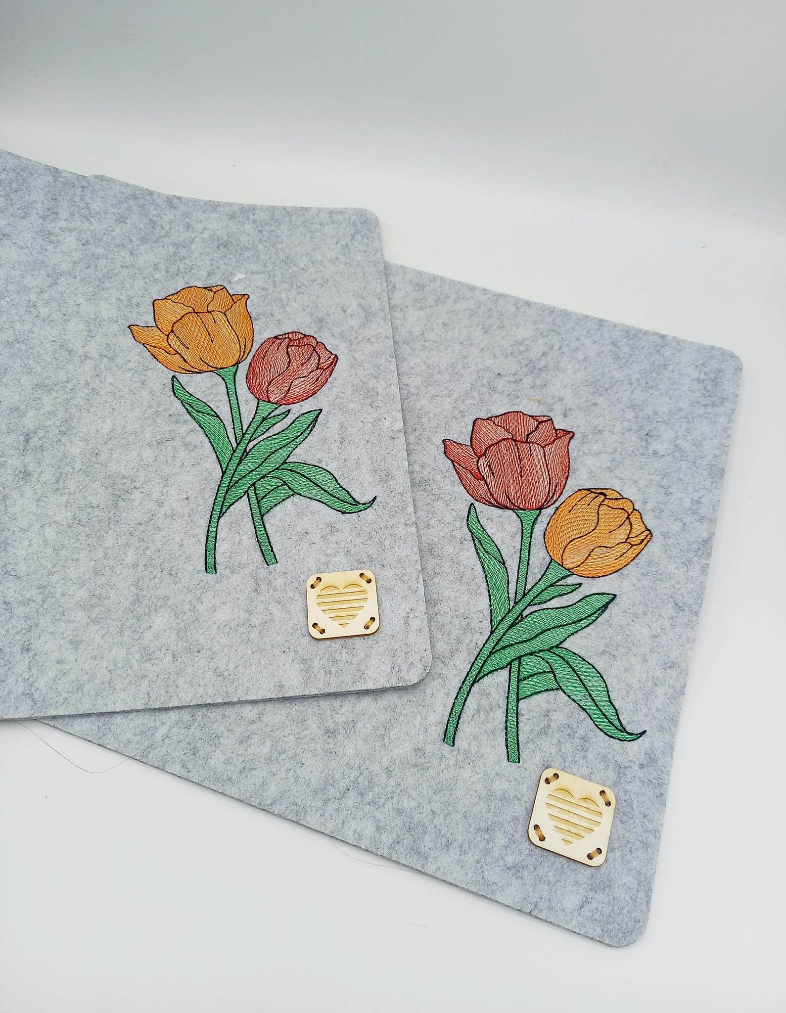 Stickdatei Set 6 Blumen - Mohnblume, Sonnenblume, Tulpe, Margerite & Rose - Sewando