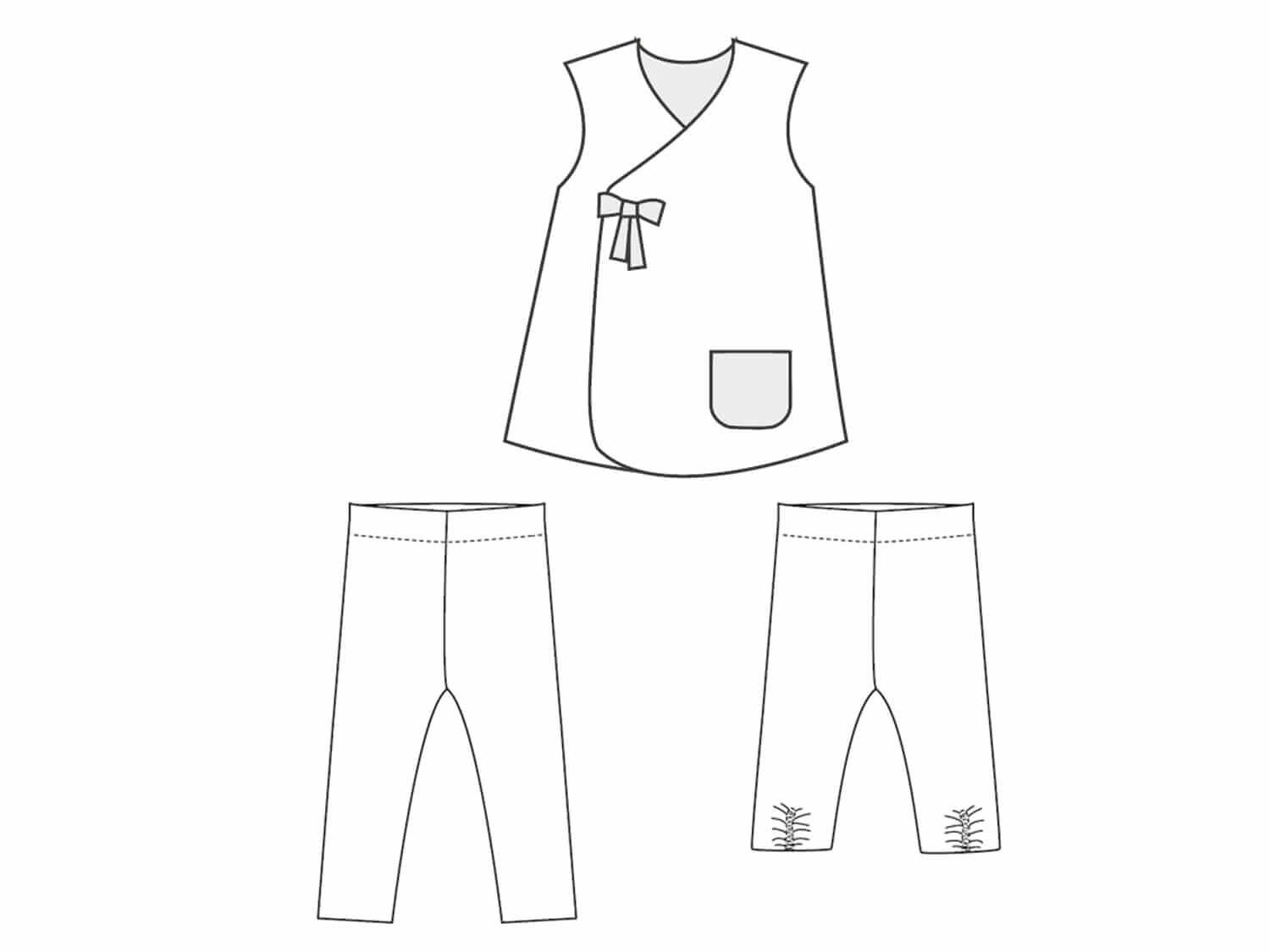 Tunika und Leggings Set MARIE und BIBI Schnittmuster Ebook pdf Schnittmuster PDF Ebook download Patternforkids 