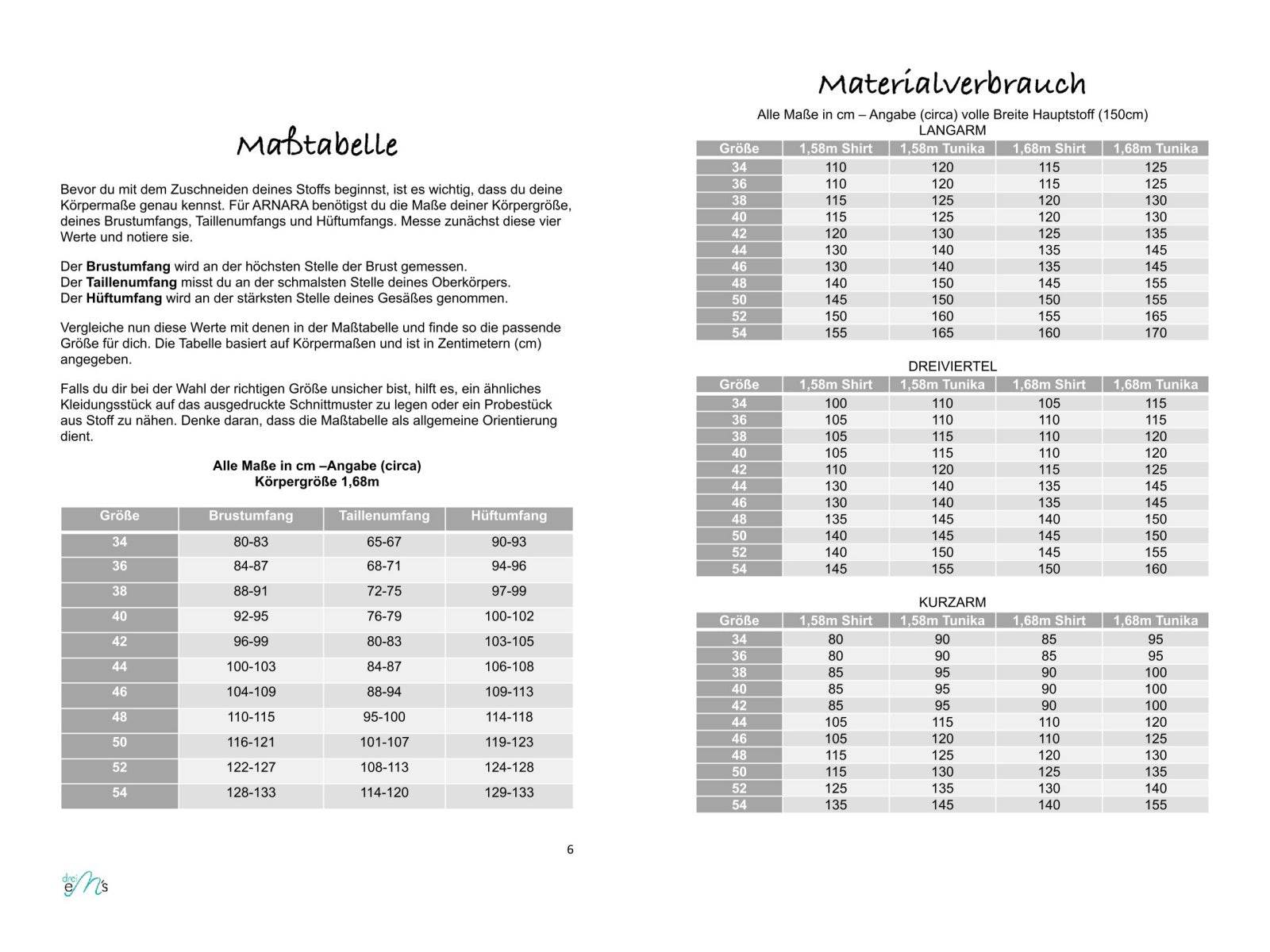 Schnittmuster PDF Ebook Shirt/Tunika ARNARA Gr. 34-54 - Sewando
