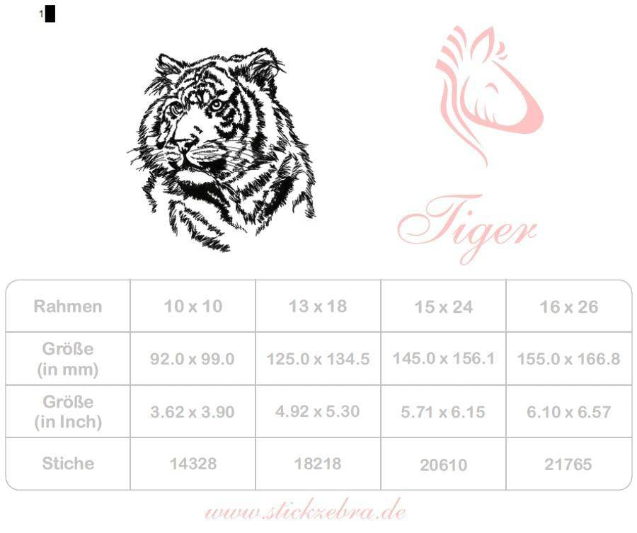 Tiger Stickdatei – Ausdrucksstarkes Blackwork-Motiv für elegante Wildnis-Projekte - Sewando