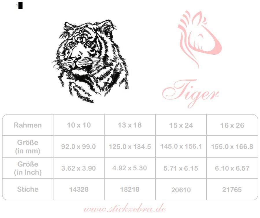 Tiger Stickdatei – Ausdrucksstarkes Blackwork-Motiv für elegante Wildnis-Projekte - Sewando