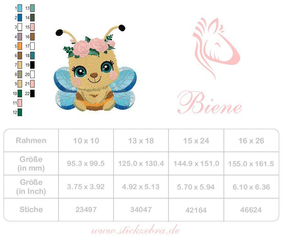 Biene Stickdatei – niedliches Frühlingsmotiv mit Blumenkranz für Kinderprojekte - Sewando
