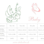 Baby mit Hase Stickdatei – nostalgisches Doodle-Motiv für Geburtsgeschenke und Kinderzimmer - Sewando