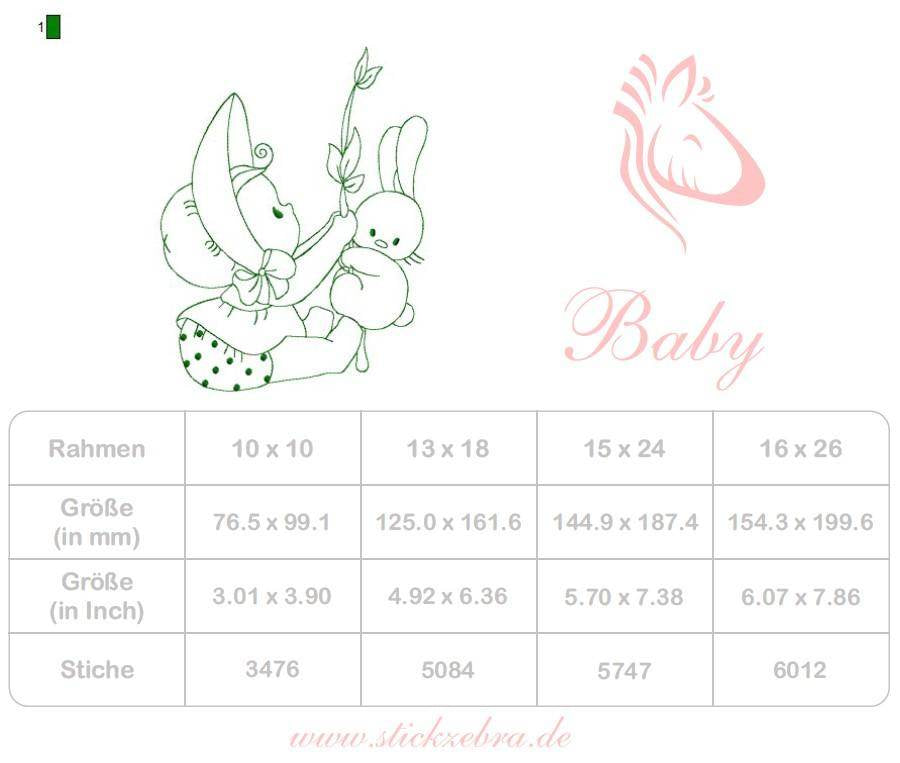 Baby mit Hase Stickdatei – nostalgisches Doodle-Motiv für Geburtsgeschenke und Kinderzimmer - Sewando