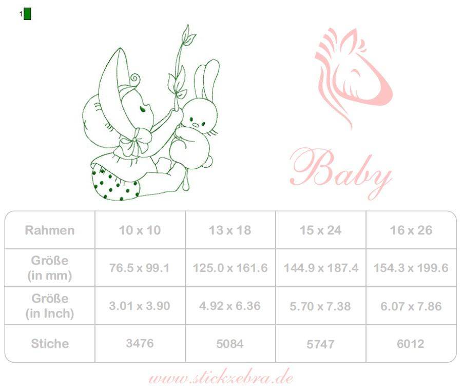 Baby mit Hase Stickdatei – nostalgisches Doodle-Motiv für Geburtsgeschenke und Kinderzimmer - Sewando