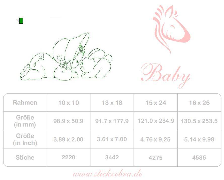 Redwork Stickdatei Baby mit Hase – filigran & liebevoll für dein Herzensprojekt - Sewando