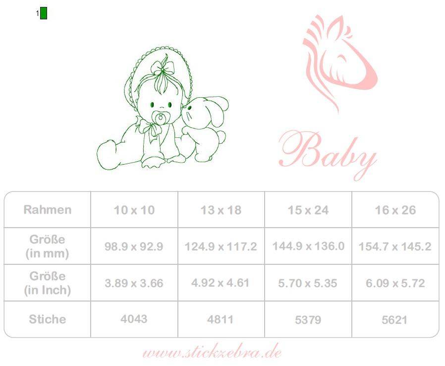Stickdatei Baby mit Hase – zartes Doodle-Motiv für Geburtsgeschenke - Sewando