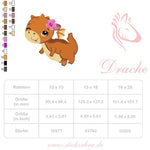 Drache Stickdatei, niedlicher Baby-Drache mit Blüte für deine Stickmaschine - Sewando