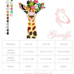 Giraffe Stickdatei, zierlicher Giraffenkopf mit Blumenkranz für deine Stickmaschine - Sewando