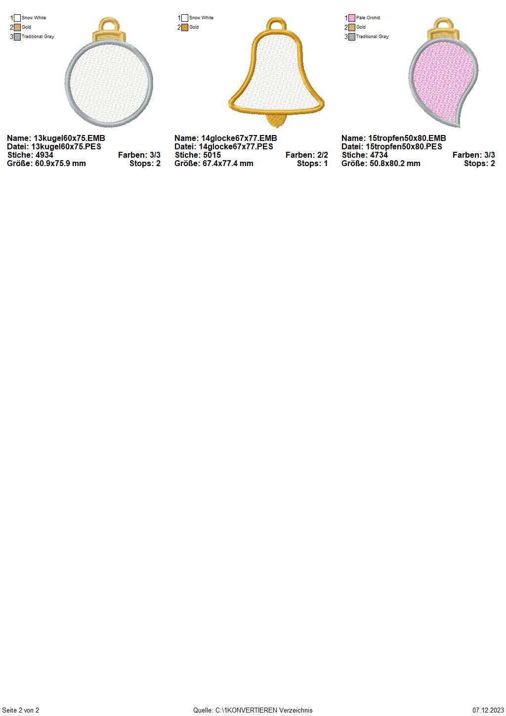 Stickdatei Set FSL Free Standing Lace Streudeko & Christbaumschmuck Weihnachtsschmuck - Sewando