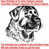 Stickdatei Rottweiler "Fritzi" - realistisch - FÜR DUNKLE STOFFE