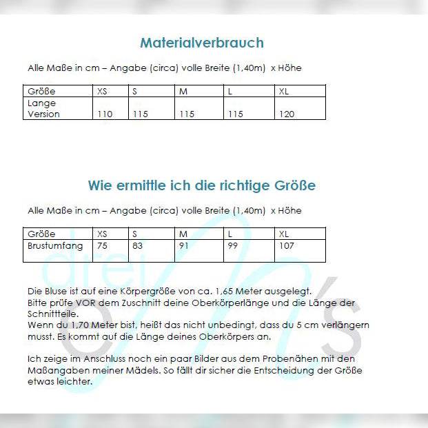 Schnittmuster Bluse CLARIELLA Gr. XS-XL - Sewando