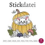 Stickdatei Herbst Maus Kürbis