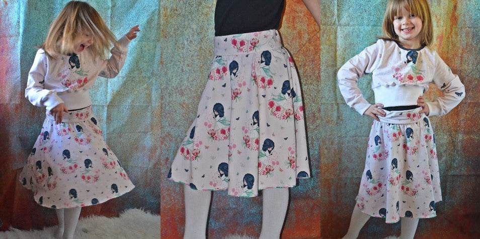 Schnittmuster und Nähanleitung Kinderrock Röckchen Elerara Drehrock Gr. 80–164 - Sewando