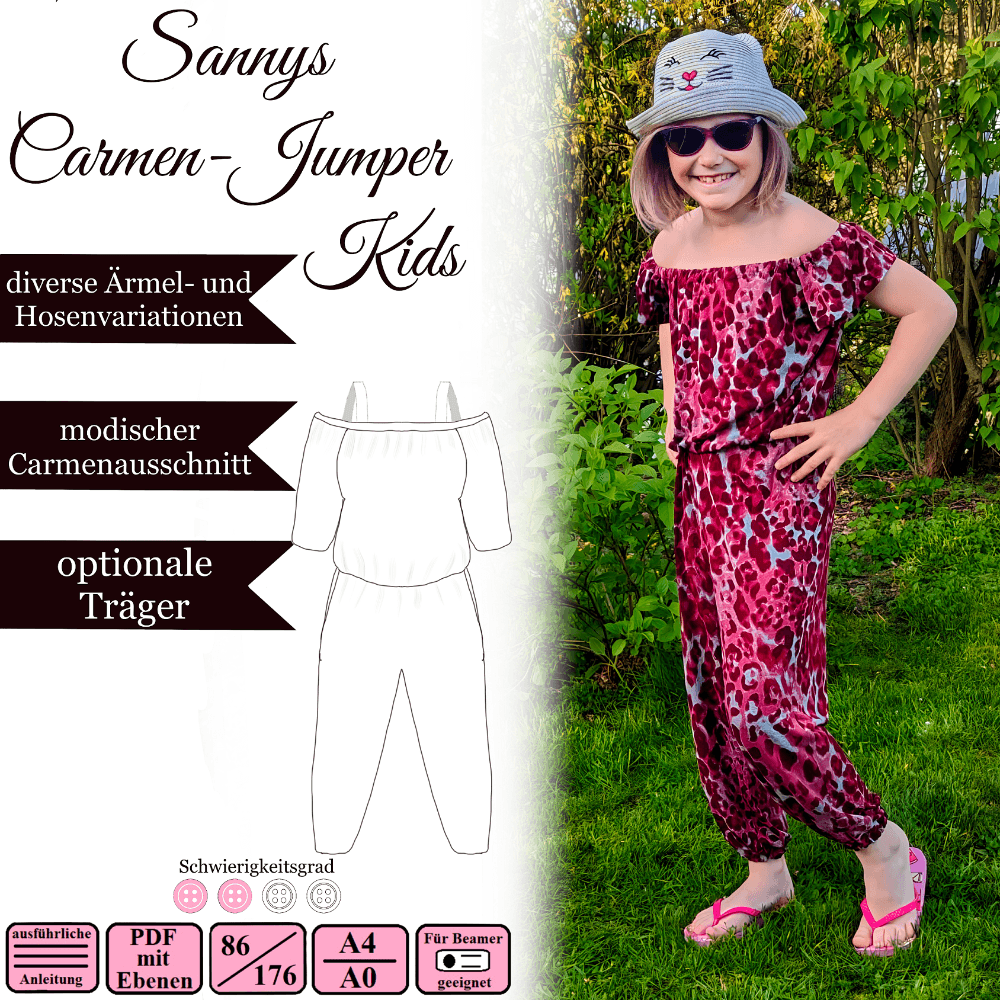 Sannys Carmen Jumper Kids – 86-176 - EBook und Nähanleitung - Sewando