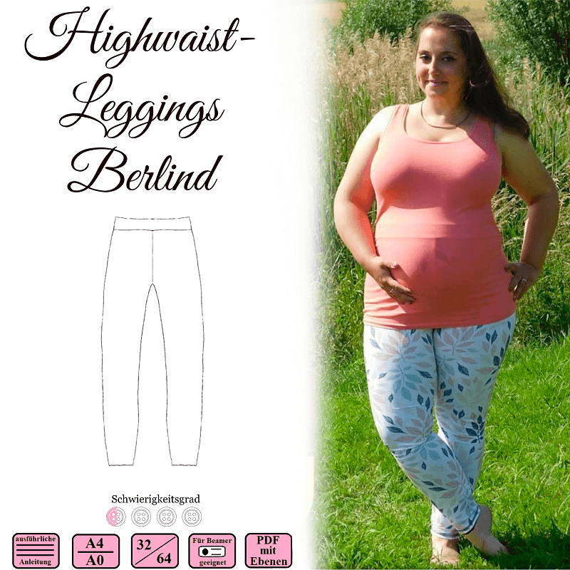 Highwaist Leggins Berlind -Gr 32-64- Ebook und Nähanleitung - Sewando