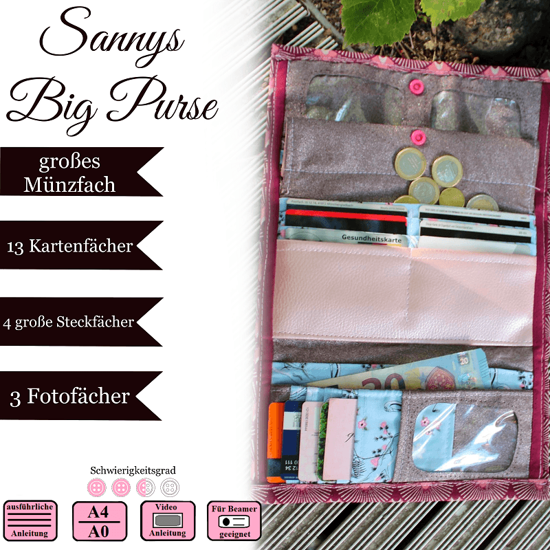 Sannys Big Purse - EBook und Nähanleitung Geldbörse - Sewando