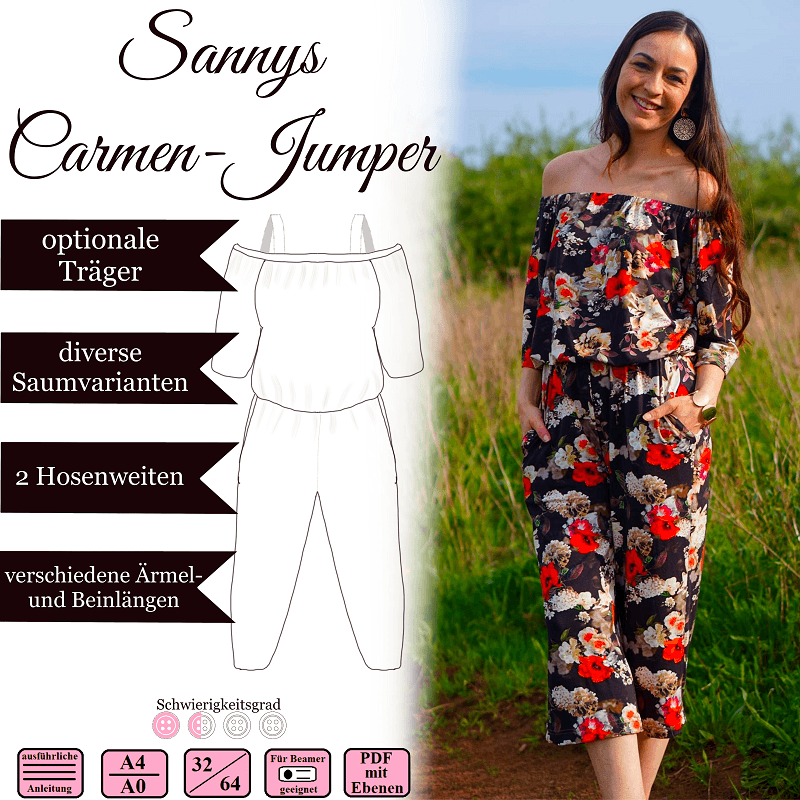 Sannys Carmen Jumper- Gr 32-64 - EBook und Nähanleitung - Sewando