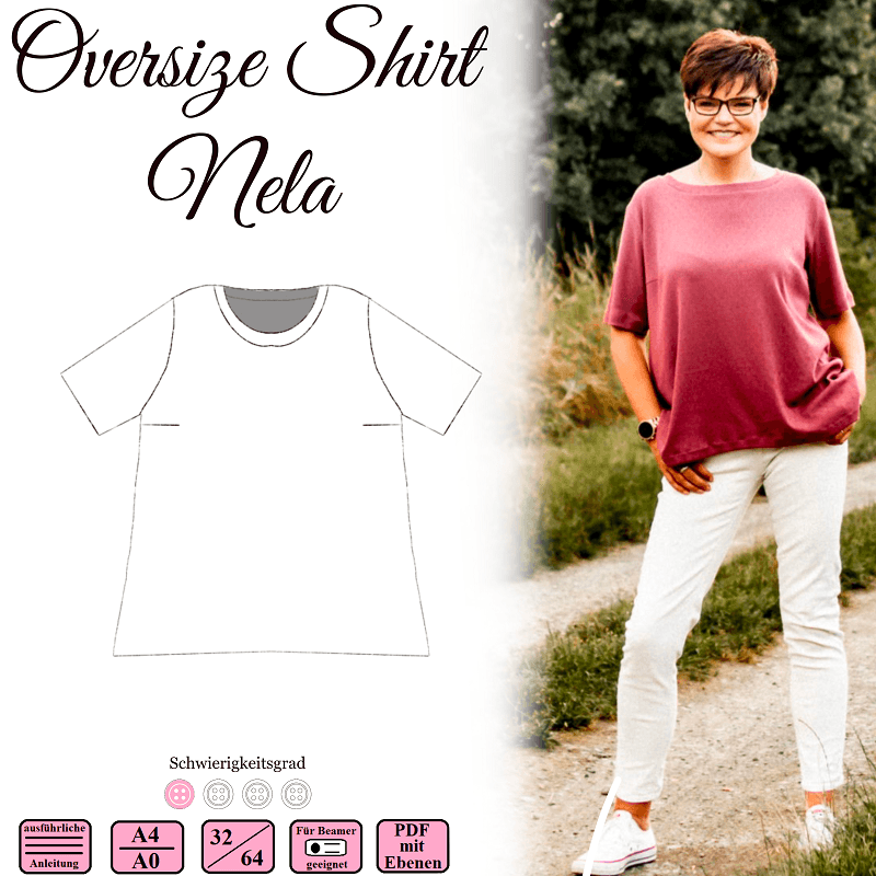 Oversize Shirt Nela - Gr 32-64 - EBook und Nähanleitung - Sewando