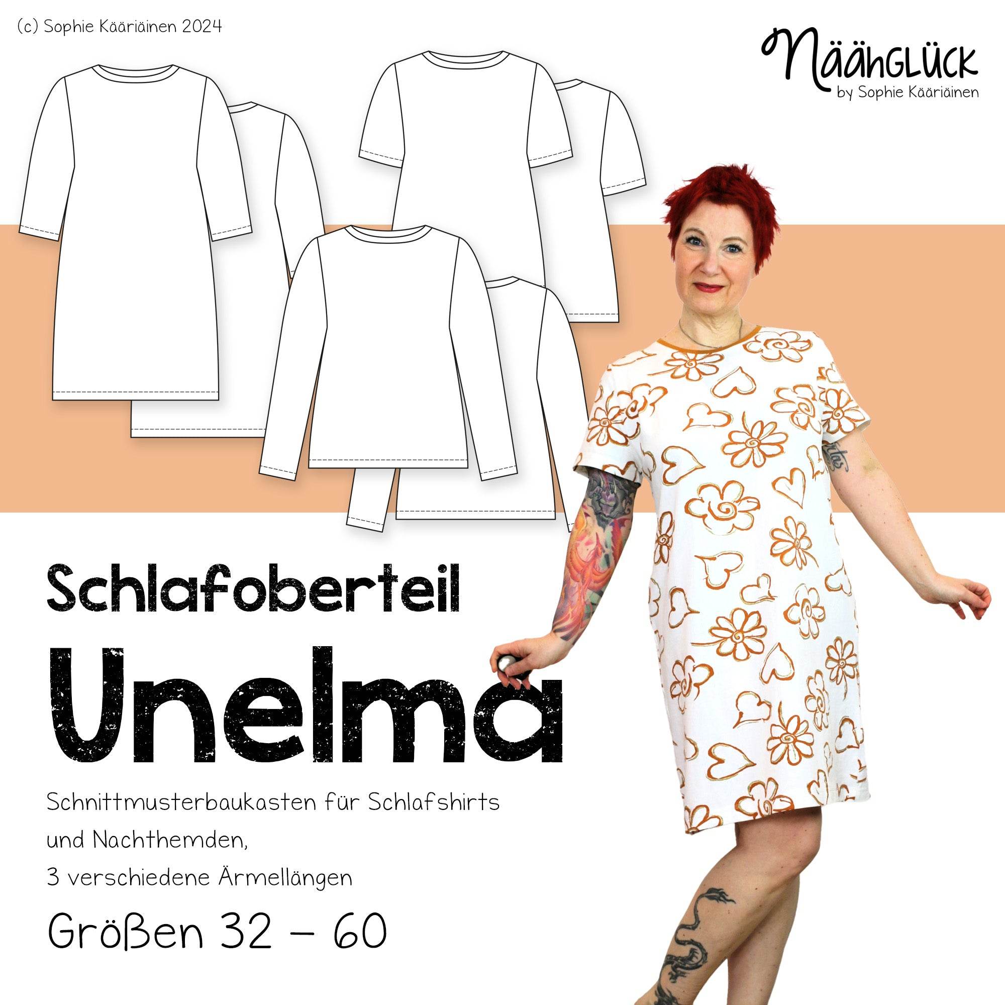 Schnittmuster Schlafoberteil Unelma - Größe 32 - 60 - Sewando