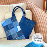 V-Shape - Tasche aus alter Jeans nähen mit Innenfutter, Wendetasche, incl. Patchwork- & Streifen-Variante