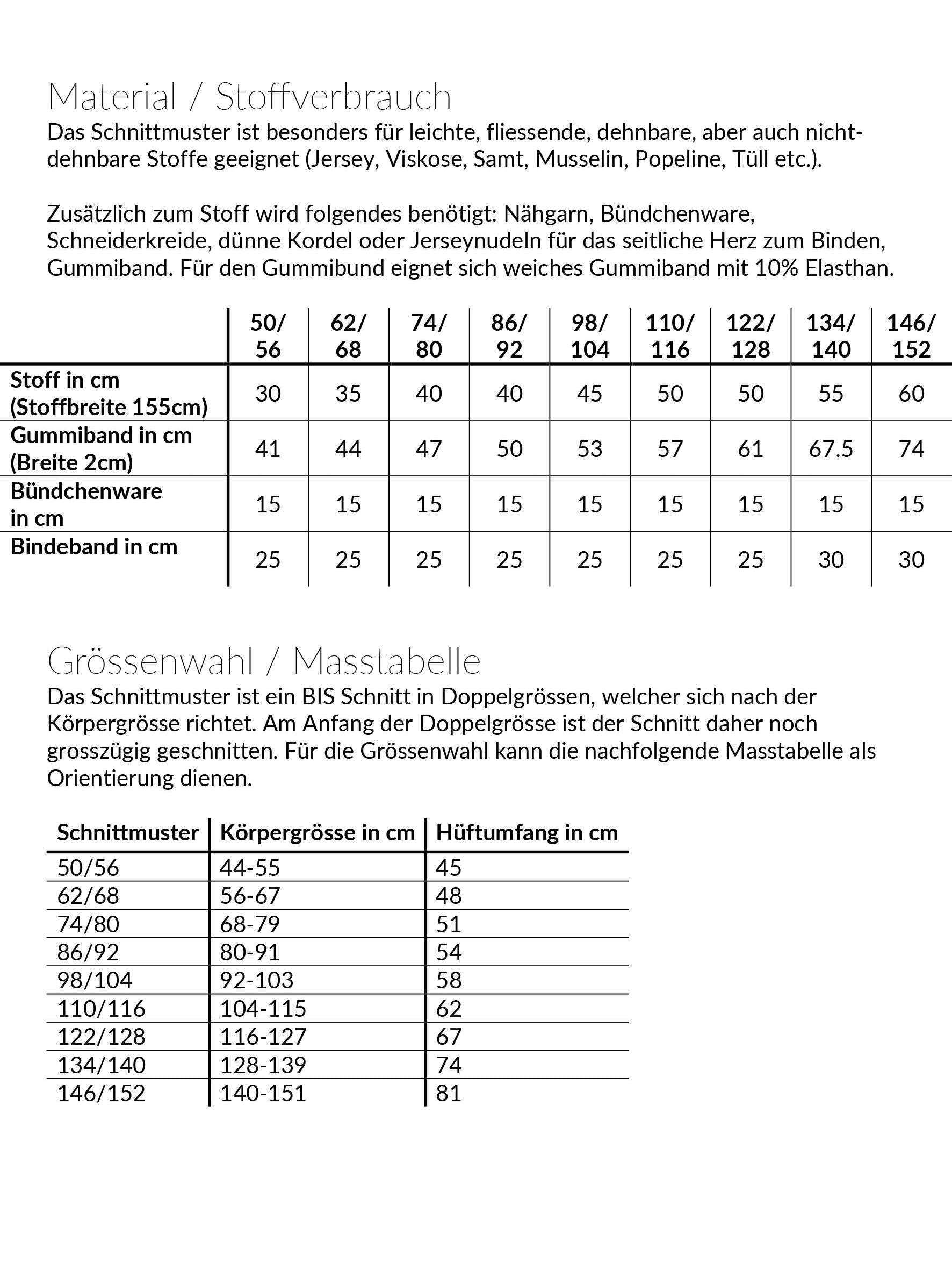 Röckli Valentina, Schnittmuster Grösse 50-152 - Sewando