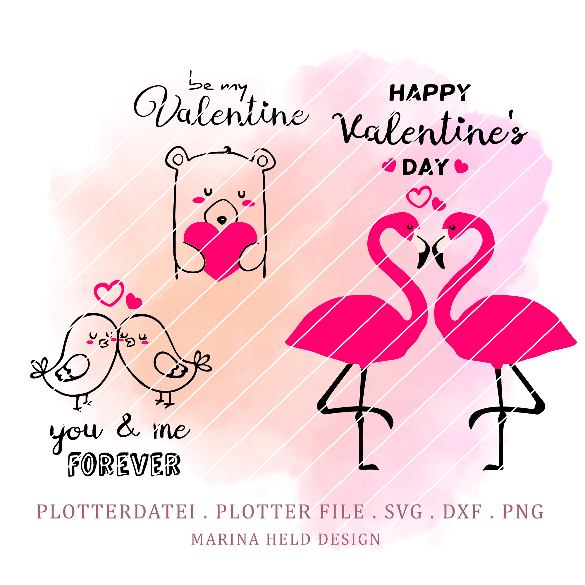 Plotterdatei Valentinstag und Liebe 3 Designs - Sewando