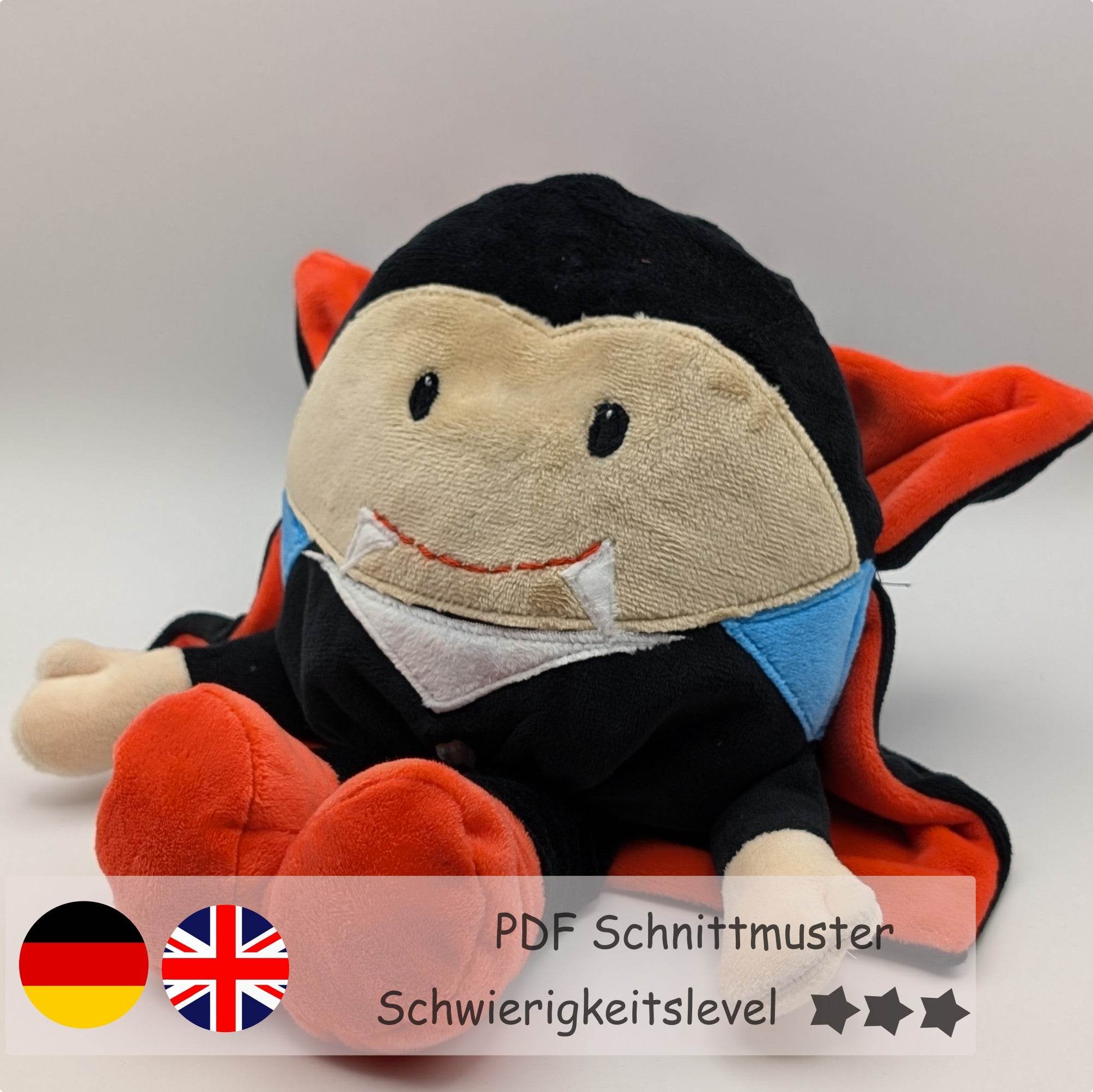 Wendekuscheltier Krempeltierseite Vampir Level 3 - Nähanleitung und Schnittmuster - Sewando