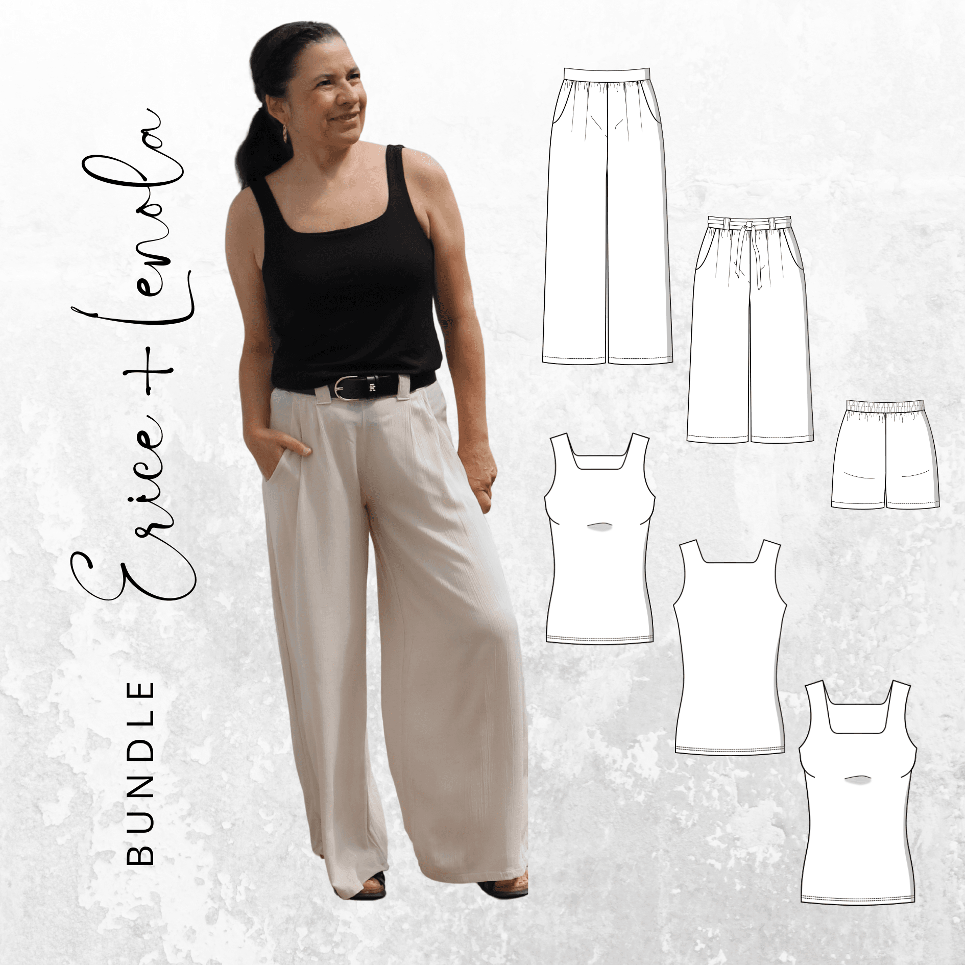 BUNDLE Schnittmuster Top LENOLA Gr. 34-54 + Hose ERICE Gr. 32-56 - Sewando