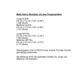 Stickdatei Anziehpuppe Mädchen und Junge auf Filz in zwei Größen mit Kleidung – für 10x10 Rahmen (4x4), Beschäftigung, Geschenkidee, spielen