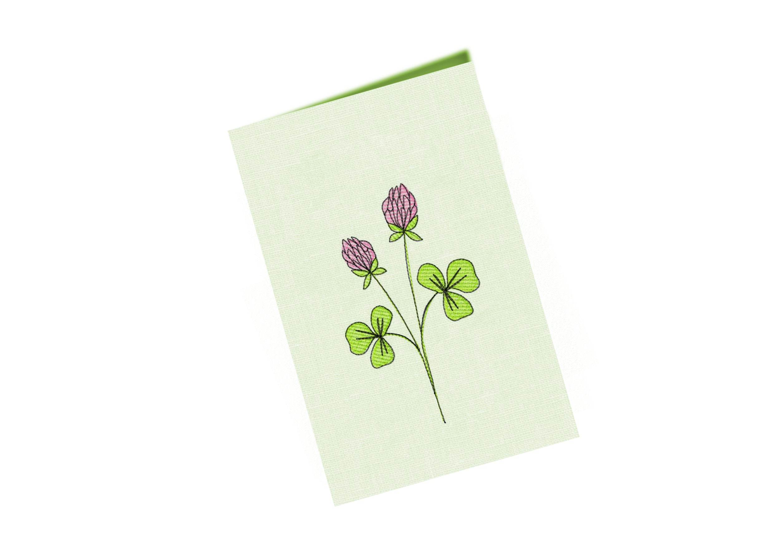Stickdatei Klee Wiesenklee in vier Größen, Sommer, Frühling, Wildblumen, Wiese, Garten - Sewando