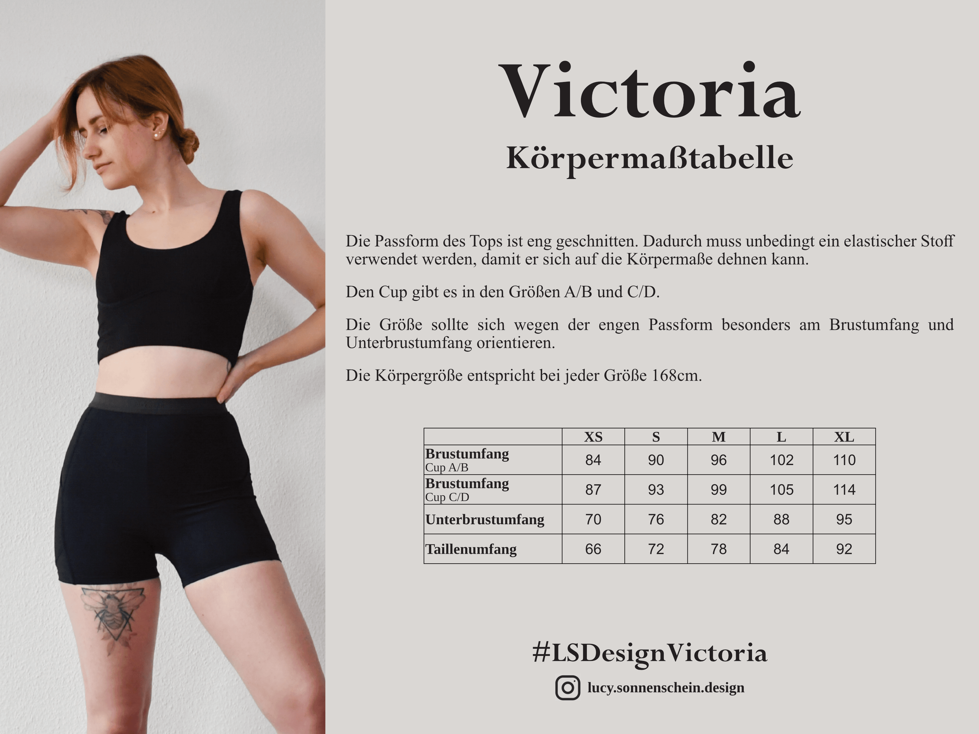 Bra-Top Sporttop - Victoria - Schnittmuster - Gr. XS-XL - Sewando