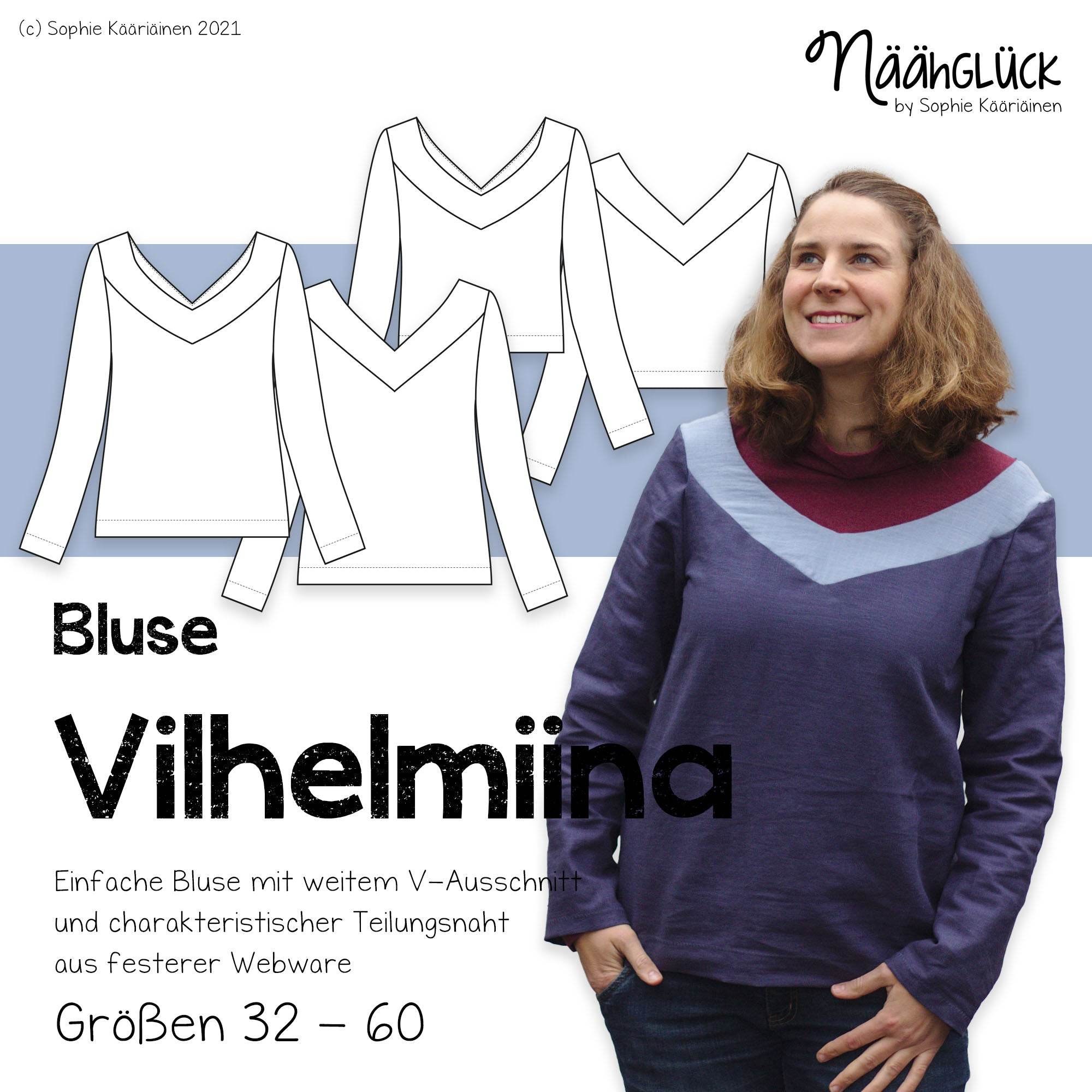 Damenbluse Vilhelmiina - Größen 32 - 60 - Sewando