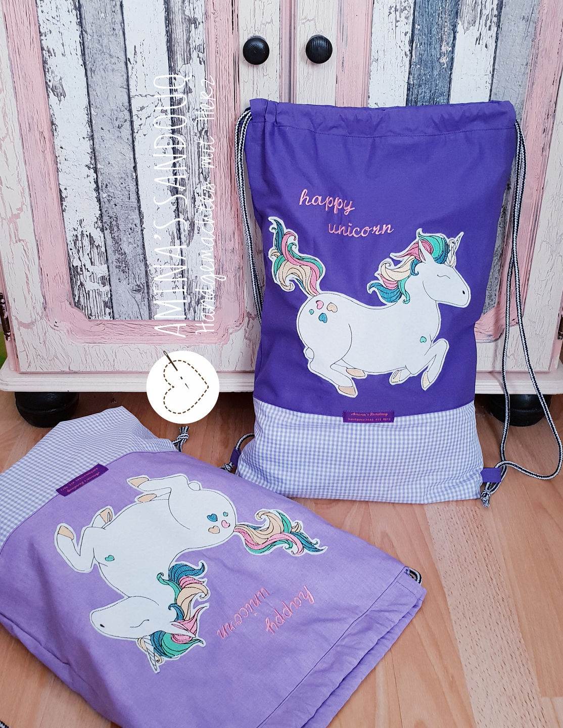 Einhorn Stickdatei, fröhliches Doodle Kindermotiv für deine Stickmaschine - Sewando