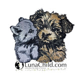 Stickdatei Applikation Yorkshire Terrier & Katze "Becca & Elfie"- FÜR HELLE & DUNKLE STOFFE