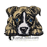 Stickdatei Applikation Staffordshire Terrier "Jan" - realistisch - FÜR HELLE & DUNKLE STOFFE