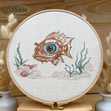 Stickdatei Fischkopp Set ab 10x9, Fisch Scribble mit Unterwasserwelt und ohne