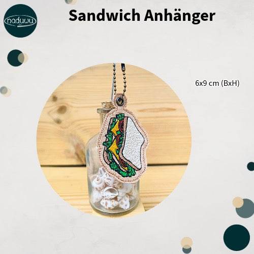 Stickdatei Sandwich Anhänger 9x6, lustiger ITH Anhänger - Sewando