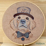 Stickdatei Hund Steampunk Set 7 Größen, Steampunkhund Scribble ab 6x7, Stickdesign Hund mit Fliege und Zylinder - Sewando