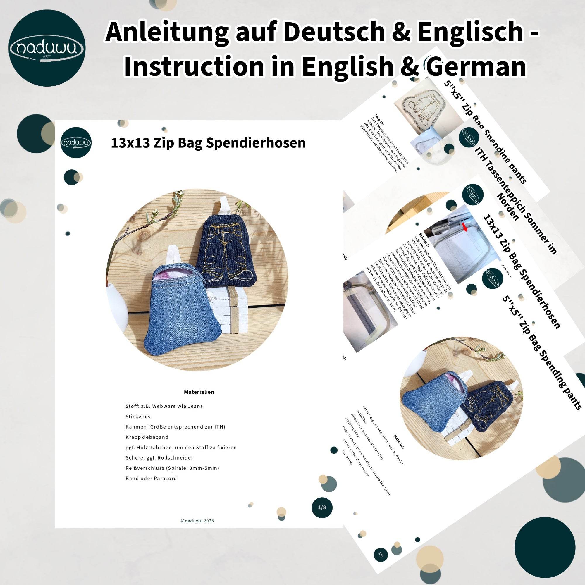 Stickdatei Tasche Spendierhose 13x18, In the hoop Taschenbaumler - Sewando