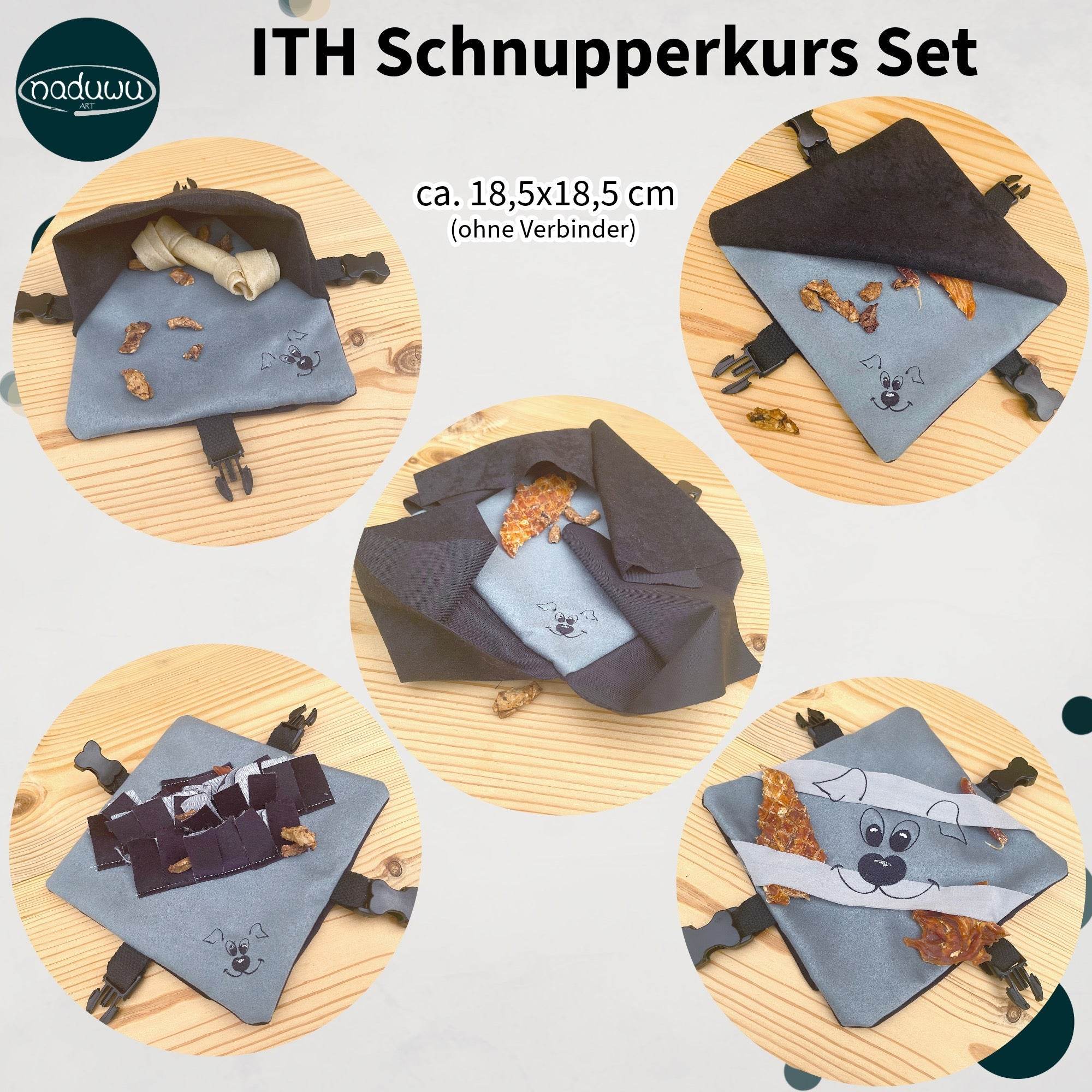 Stickdatei Schnüffelteppich Set 20x20, 5 ITH Schnüffelelemente für Nasentraining - Sewando