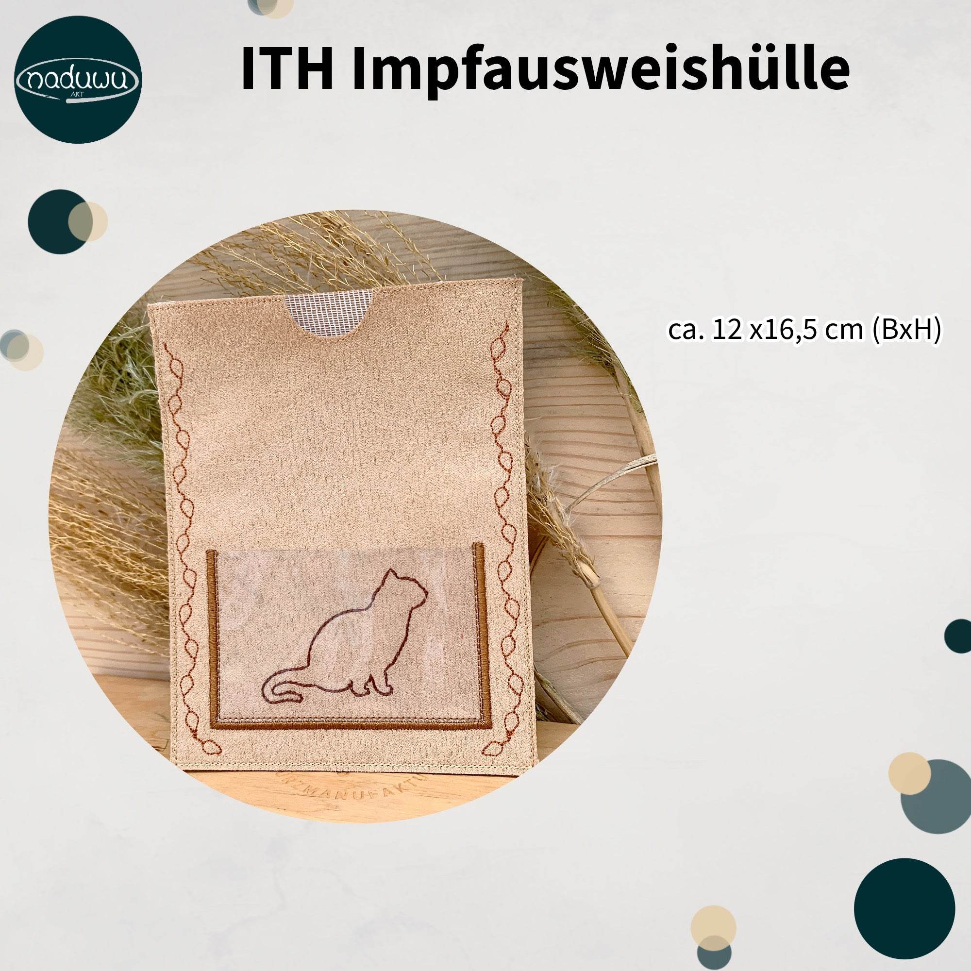 Stickdatei Impfpass Hülle 13x18 für Katzen, ITH Stickdesign - Sewando