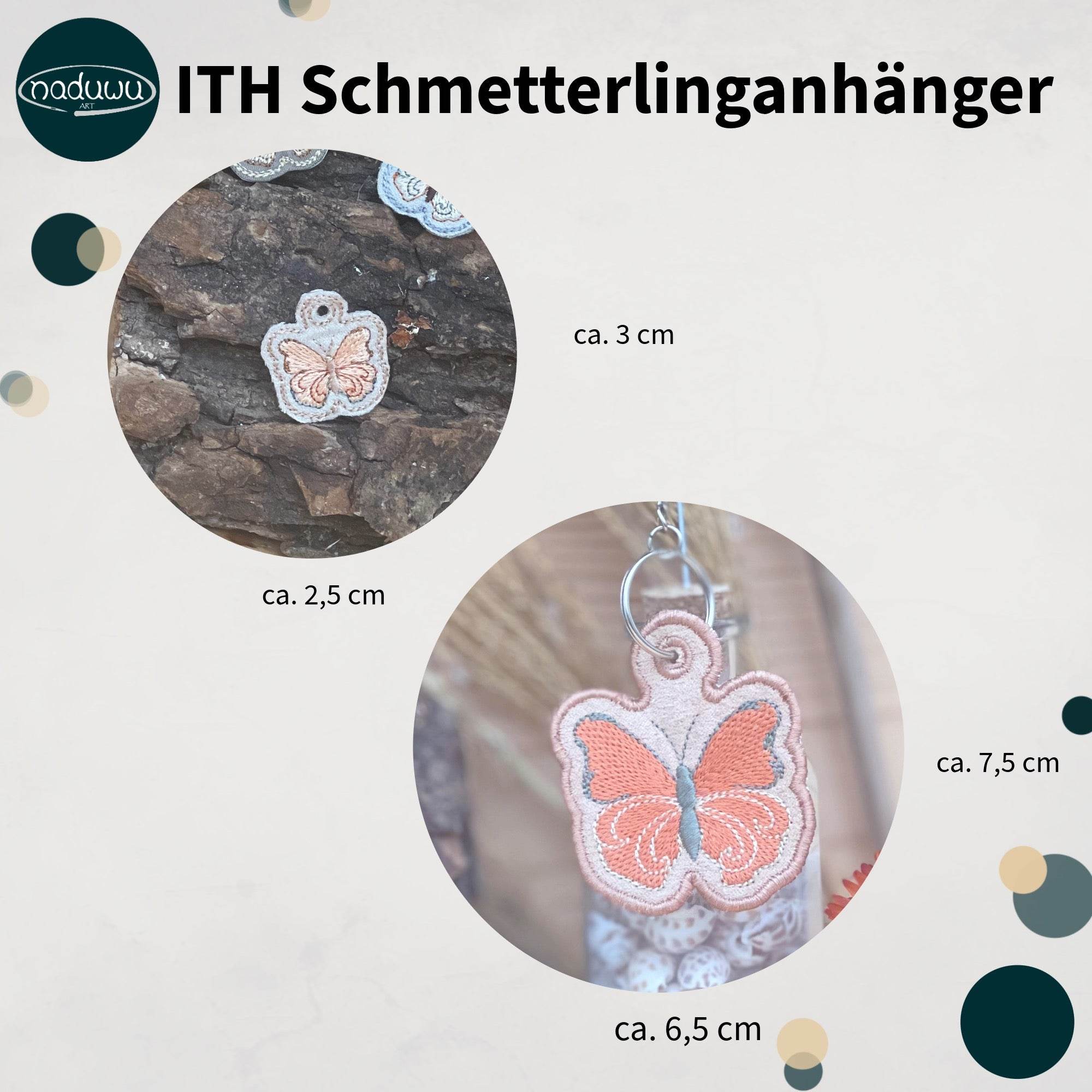 Stickdatei Schmetterling Anhänger Set, ITH für 10x10 und 2,5x6 Rahmen - Sewando