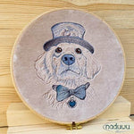 Stickdatei Hund Steampunk Set 7 Größen, Steampunkhund Scribble ab 6x7, Stickdesign Hund mit Fliege und Zylinder - Sewando
