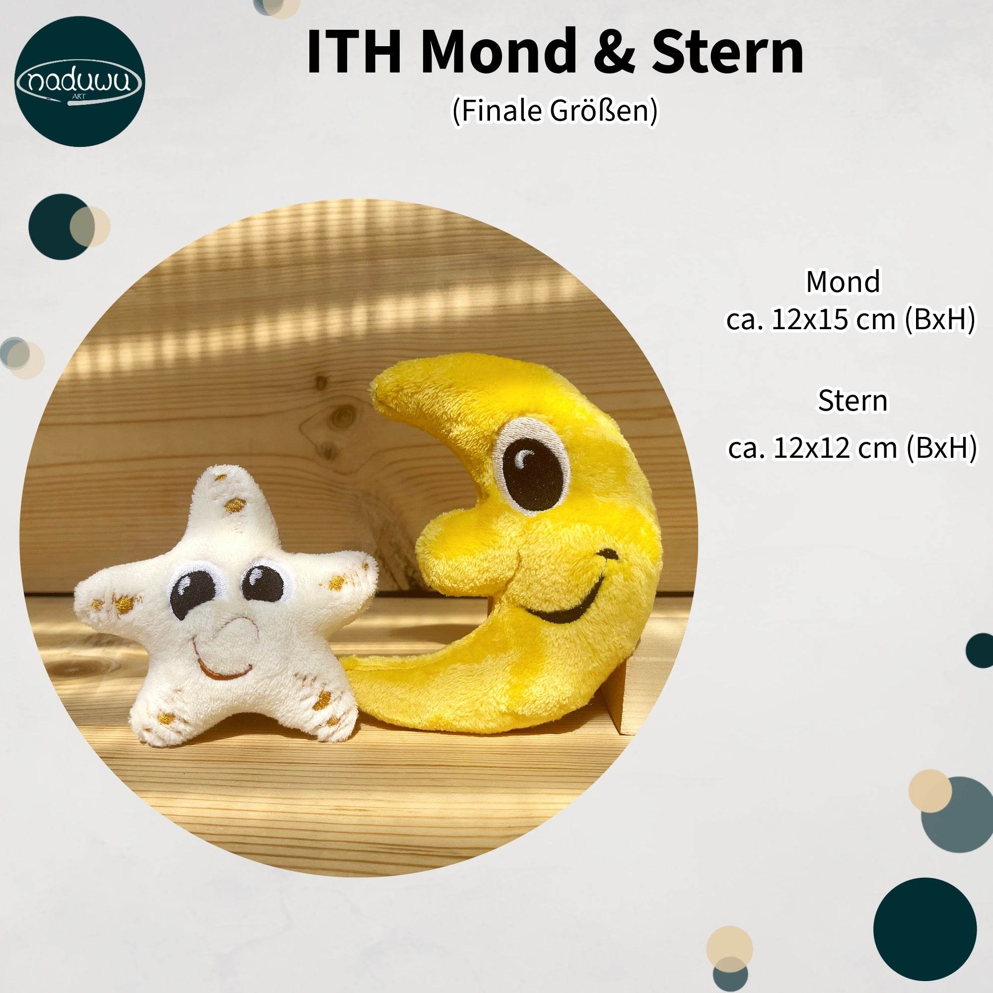 Stickdatei Mond und Stern ITH Bundle für 13x18 Rahmen - Sewando