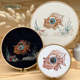 Stickdatei Fischkopp Set ab 10x9, Fisch Scribble mit Unterwasserwelt und ohne