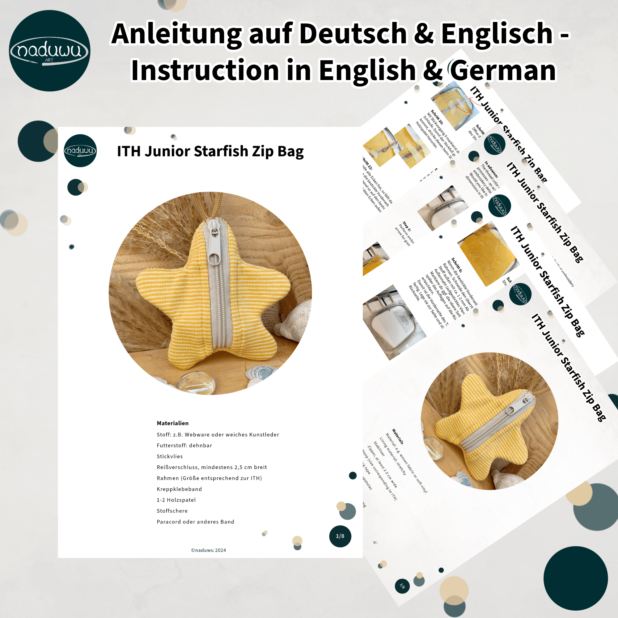 Stickdatei Seestern, ITH Tasche für 10x10 Rahmen - Sewando