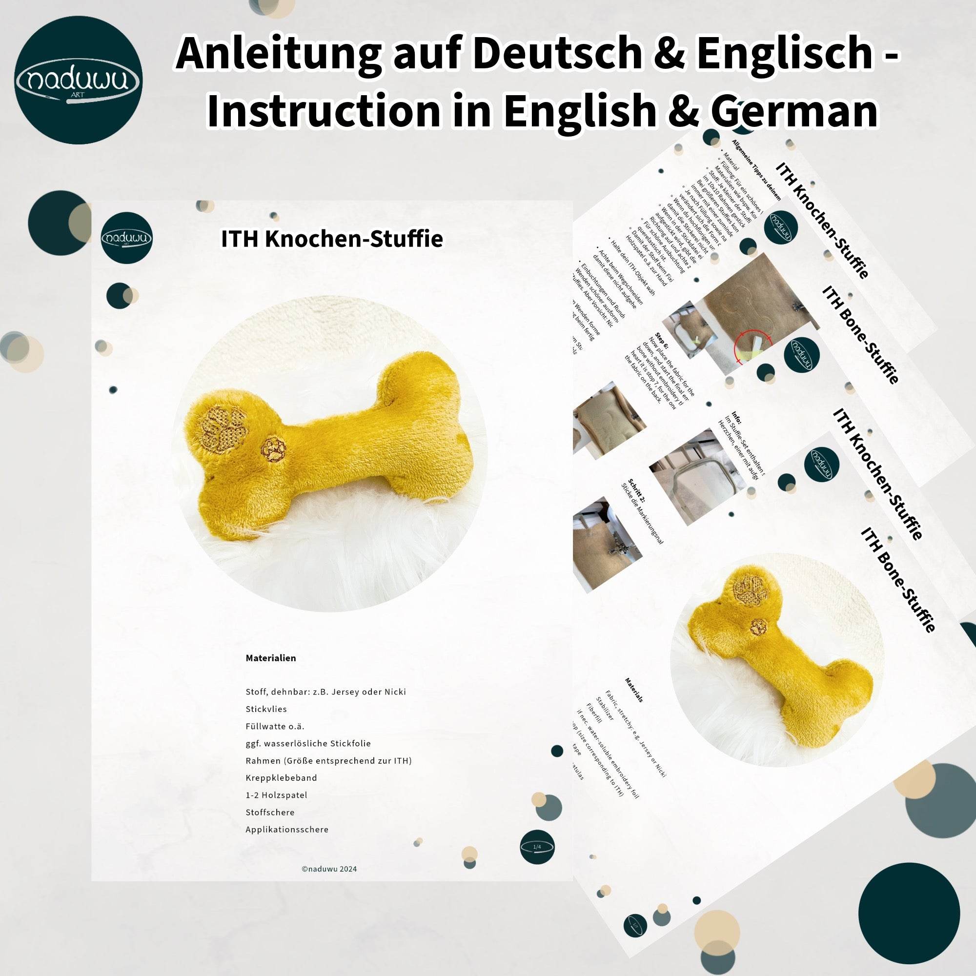 Stickdatei Knochen Stuffie Set in 7 Größen und 3 Designs - Sewando